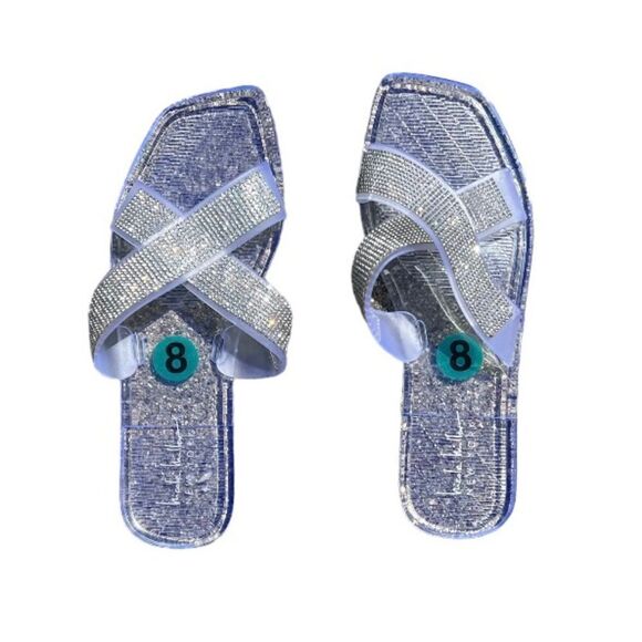 Nicole Miller Transparent Clear Rhinestone Sandals 8 New - Picture 1 of 5